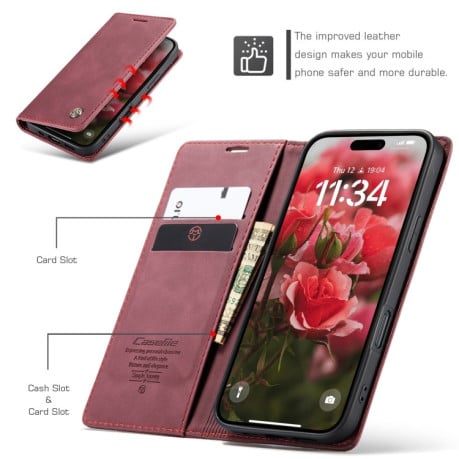 Чехол-книжка CaseMe-013 Multifunctional на  iPhone 16 Pro - красный