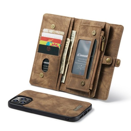 Чехол-кошелек CaseMe 008 Series Zipper Style на iPhone 13 Pro Max - коричневый
