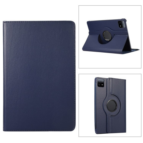 Чехол-книжка 360 Degree Rotation Litchi для Xiaomi Pad 7 Pro / Pad 7 - синий