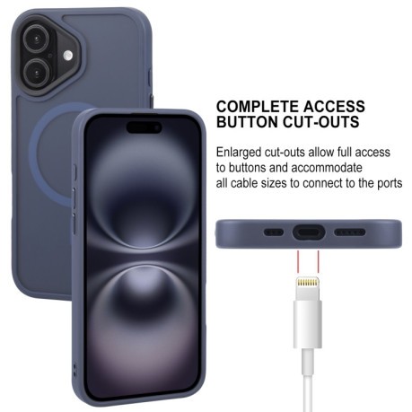 Чехол GEBEI Skin Feel MagSafe Magnetic для iPhone 16 - синий