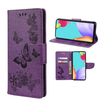 Чехол-книжка Butterflies Embossing на Samsung Galaxy A53 5G - фиолетовый