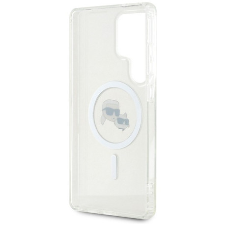 Оригінальний чохол Karl Lagerfeld Button Karl &amp; Choupette Heads Printed Logo MagSafe для Samsung Galaxy S25 Ultra - white