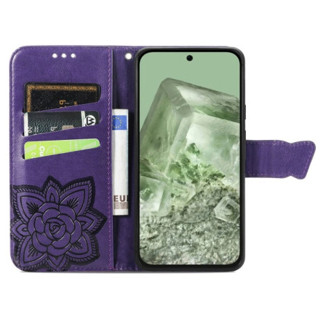 Чехол-книжка Butterfly Love Flower Embossed для Google Pixel 8a - фиолетовый