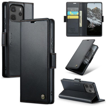 Чехол-книжка CaseMe 023 Butterfly Buckle Litchi Texture RFID Anti-theft Leather для Xiaomi Redmi Note 14 4G 164.84mm - черный