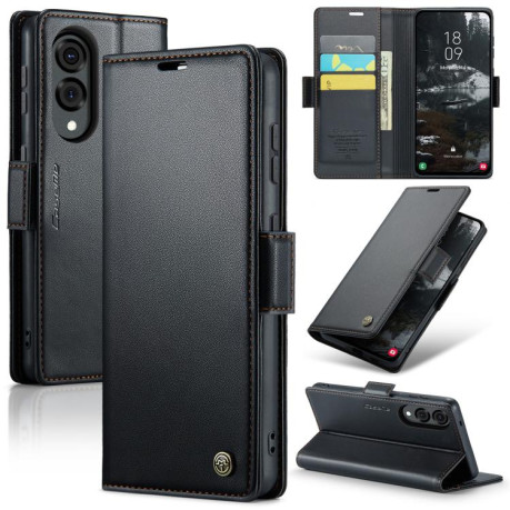 Чохол-книжка CaseMe 023 Butterfly Buckle Litchi RFID Anti-theft Leather для Samsung Galaxy S25 Edge 5G - чорний