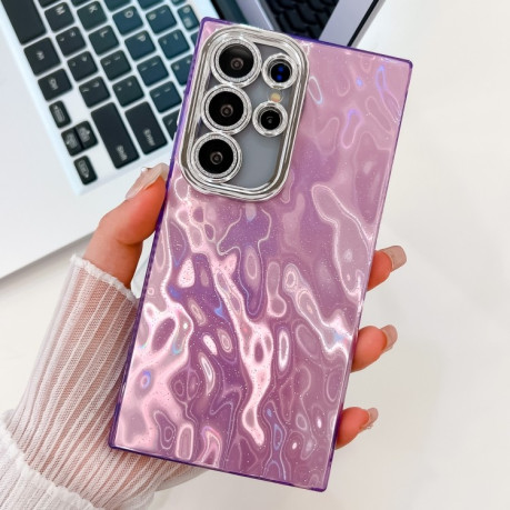 Протиударний чохол Plating Glitter Texture TPU with Lens Film для Samsung Galaxy S25 Ultra 5G - Purple Wrinkles