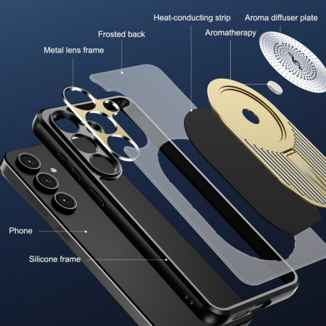 Протиударний чохол Heat Dissipation Aromatherapy MagSafe Holder для Samsung Galaxy S24 FE 5G - золотий
