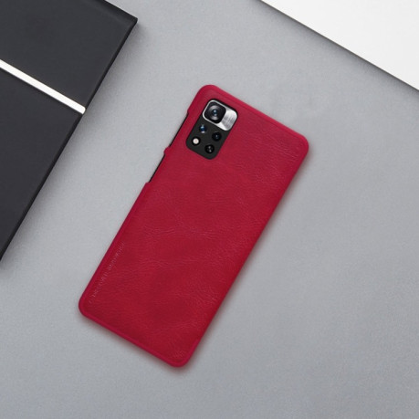 Шкіряний Чохол Книга Nillkin QIN Series Brown Xiaomi Redmi Note 11 Pro 5G (China)/11 Pro+ - червоний