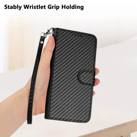 Чехол-книжка Carbon Fiber Texture на Realme GT7 Pro - черный