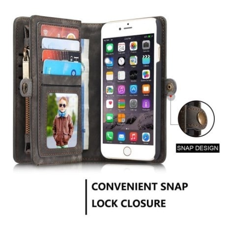 Кожаный Чехол Кошелек CaseMe Wallet Billfold Black для iPhone 6/ 6S