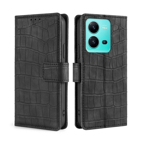 Чехол-книжка Skin Feel Crocodile Texture для Vivo V25 5G/V25e 5G/X80 Lite - черный