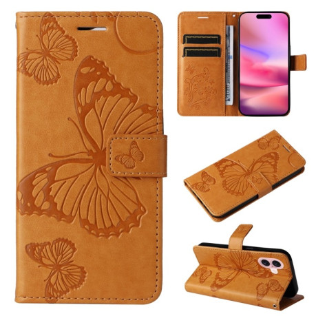 Чехол-книжка Embossed Butterfly для iPhone 16 - желтый