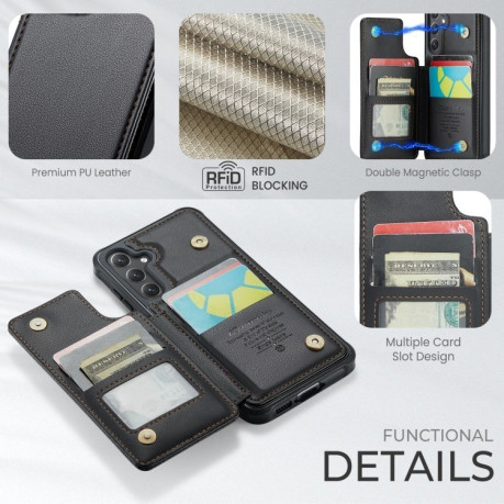 Чехол CaseMe C22 Card Slots Holder RFID Anti-theft для Samsung Galaxy S24 FE 5G - черный