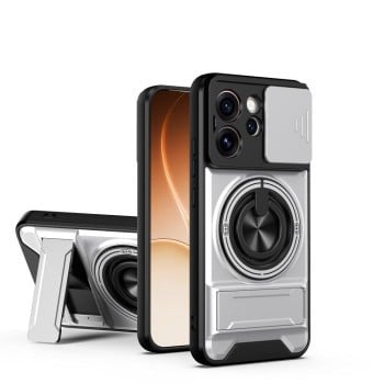 Протиударний чохол Lens Sliding Window Multifunctional Magnetic Shockproof зі шторкою камери на OPPO Reno15 Pro 5G Global — титаново-сірий