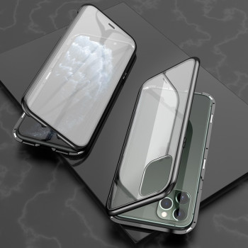 Двухсторонний магнитный чехол Adsorption Metal Frame для iPhone 11 Pro - черный