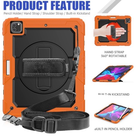 Противоударный чехол Shockproof Colorful Silicone для iPad Pro 12.9 (2020) - черно-оранжевый