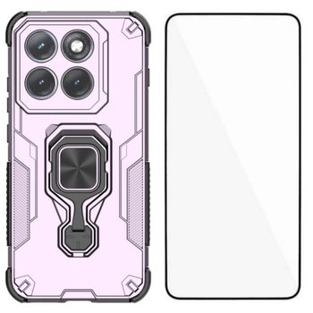 Чохол Wanlonfeng з металевою підставкою та плівкою на Motorola Edge 70 Pro 5G — фіолетовий