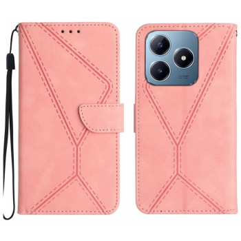 Чехол-книжка Stitching Embossed Leather  для Realme C61/C63/Note 60/Note 60x - розовый