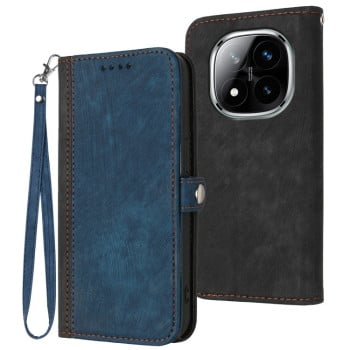 Чохол-книжка Side Buckle Double Fold Hand Strap Leather для Xiaomi Redmi Note 14 Pro+ 5G - синій