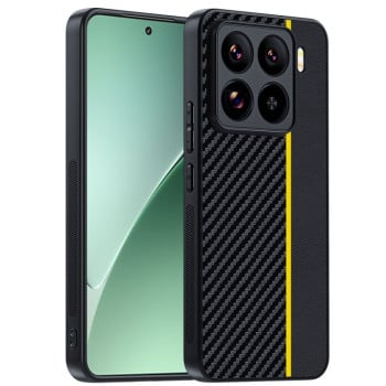 Противоударный чехол Carbon Fiber Texture Printing для Xiaomi 15 5G - желтый