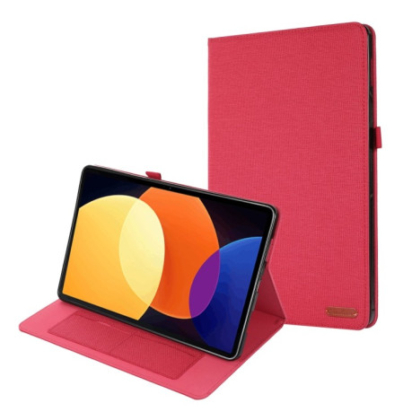 Чехол-книжка Fabric Leather для Xiaomi Mi Pad 5 Pro 12.4 - красный