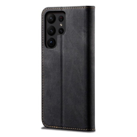Чохол книжка Denim Texture Casual Style на Samsung Galaxy S23 Ultra 5G - чорний
