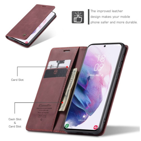 Чехол-книжка CaseMe-013 Multifunctional на Samsung Galaxy S21 Plus - винно-красный