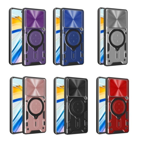 Противоударный чехол CD Texture Sliding Camshield Magnetic Holder на Realme C61 / C63 - черный