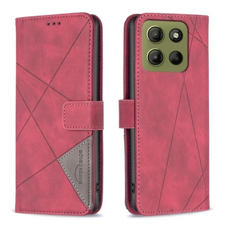 Чехол-книжка Rhombus Texture для Motorola Moto G15 - красный