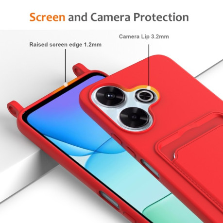 Силиконовый чехол Integrated Card Bag Solid Color Liquid Silicone на Xiaomi Poco M6 4G - красный