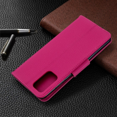 Чехол-книжка Litchi Texture Pure Color на Samsung Galaxy S20+Plus -пурпурно-красный
