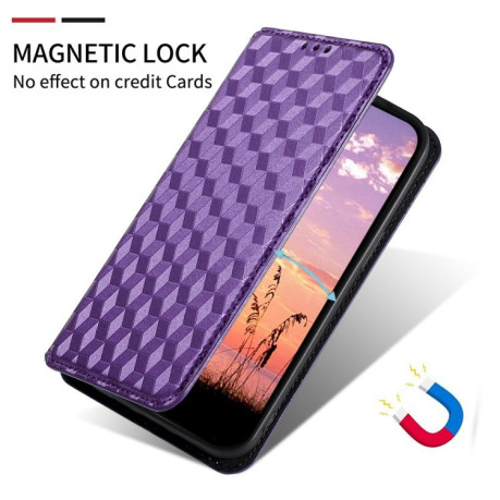 Чехол-книжка Cubic Grid с фактурой Calf для Realme Note 70T 4G / 70 4G — фиолетовый