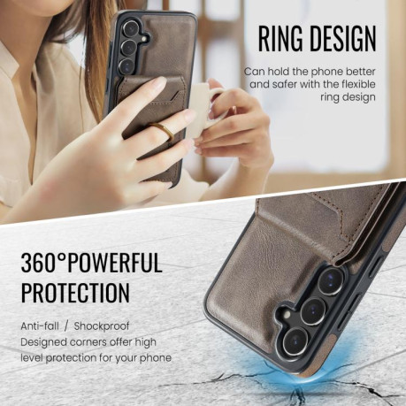 Чохол MAGKING K1 з MagSafe та кишенькою для карт+RFID на Samsung Galaxy S25 FE 5G - кавовий