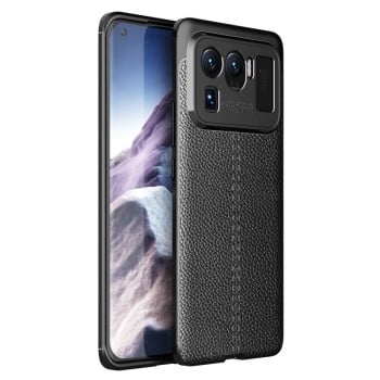 Противоударный чехол Litchi Texture на Xiaomi Mi 11 Ultra - черный
