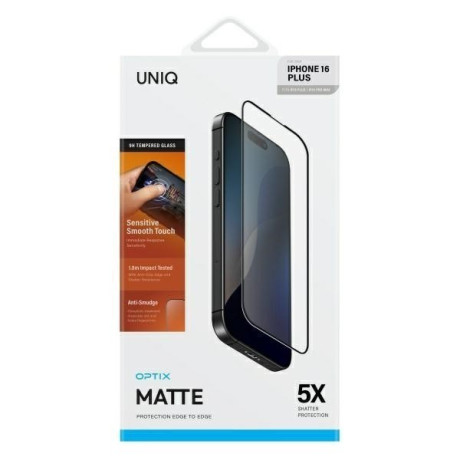 Захисне скло Uniq Optix Matte Tempered Glass для iPhone 16 Plus - чорне