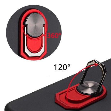 Противоударный чехол Invulnerable with ring holder на Samsung Galaxy M51 - черно-красный