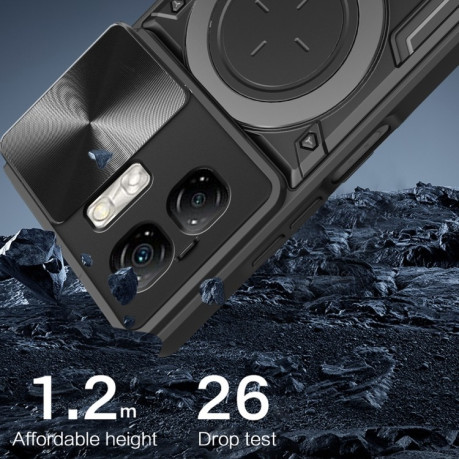 Противоударный чехол CD Texture Sliding Camshield Magnetic Holder на Infinix Smart 9 / Hot 50i - серебристый