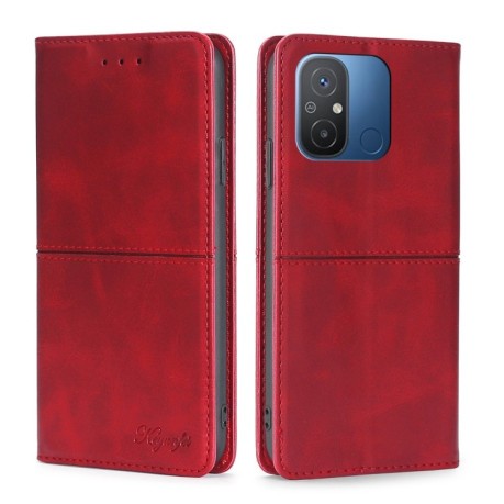 Чехол-книжка Cow Texture Magnetic для Xiaomi Redmi Poco C55/Redmi 12C/11A - красный