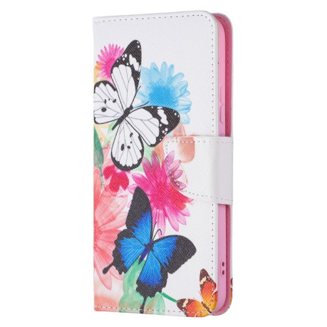 Чехол-книжка Colored Drawing Pattern для Samsung Galaxy S22 Plus 5G - Butterflies