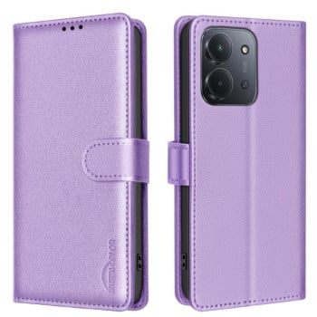 Чохол-книжка Litchi Texture RFID Anti-theft Leather на Xiaomi Redmi 15C 5G / 4G EU 173mm / Poco C85 5G - фіолетовий