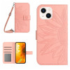 Чехол-книжка Skin Feel Sun Flower для iPhone 15 Plus - розовый