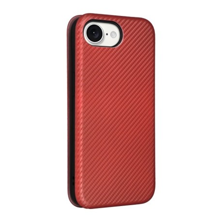 Чехол-книжка Carbon Fiber Texture на iPhone 16e - коричневый