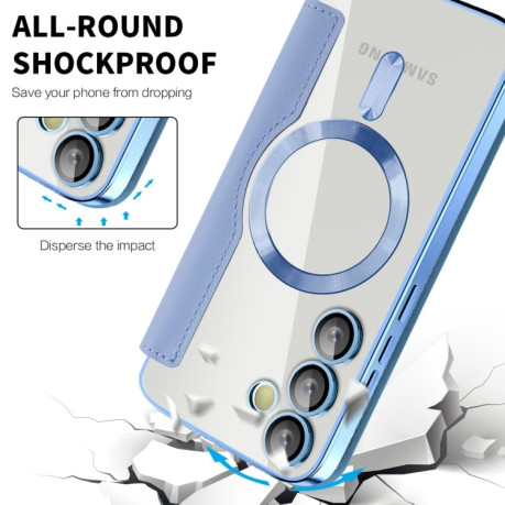 Чехол-книжка Shield MagSafe RFID Anti-theft Leather для Samsung Galaxy S24 FE 5G - синий