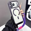 Матовый чехол Large Window Matte Electroplated TPU с MagSafe и ремешком для iPhone 18 Pro Max/17 Pro Max — фиолетовый