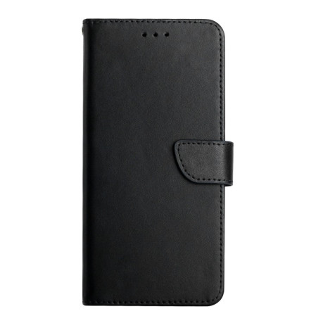 Кожаный чехол-книжка Genuine Leather Fingerprint-proof для Xiaomi Poco C40/Redmi 10c - черный