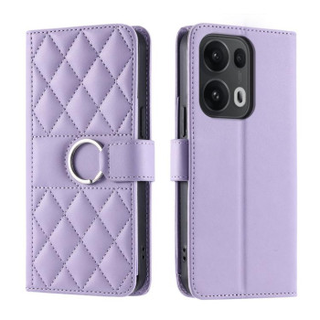 Чехол-книжка Ring Buckle Rhombic Leather для OPPO Reno13 Pro 5G - фиолетовый