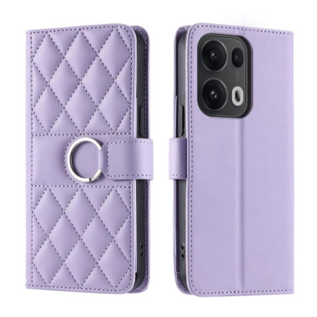 Чохол-книжка Ring Buckle Rhombic Leather для OPPO Reno13 Pro 5G - фіолетовий
