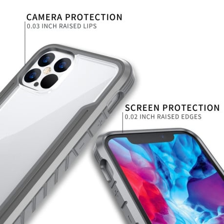 Противоударный металлический чехол Armor Metal Clear на iPhone 12 Mini - серый