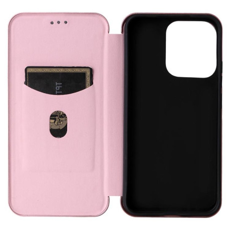 Чохол-книжка Carbon Fiber Texture на OPPO Reno14 Global / Reno14 F — рожевий