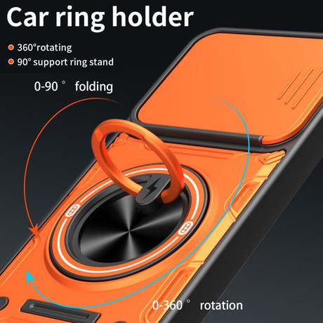 Противоударный чехол со шторкой камеры Sliding Camshield и кольцом-подставкой на OPPO Reno15 Pro Max 5G Global — красный